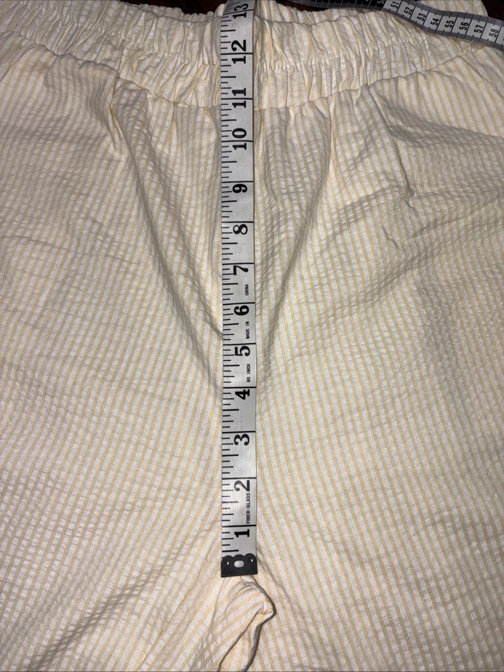 Women's yellow and white striped Wide-Leg Textured Pull-On Pants - Picture 6 of 9